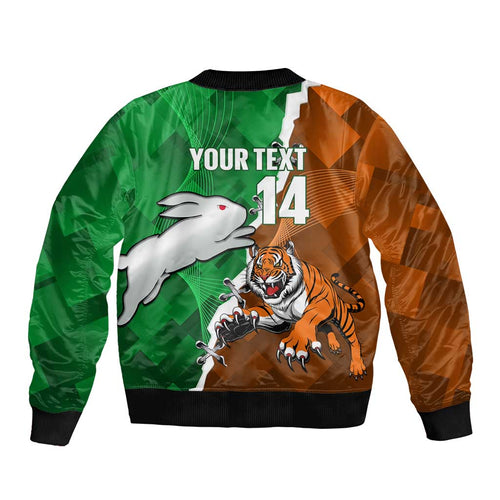 Custom Rabbitohs And Tigers Sleeve Zip Bomber Jacket Together Dynamic Style