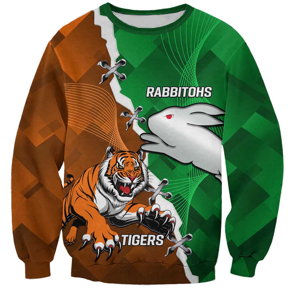 Custom Rabbitohs And Tigers Sweatshirt Together Dynamic Style
