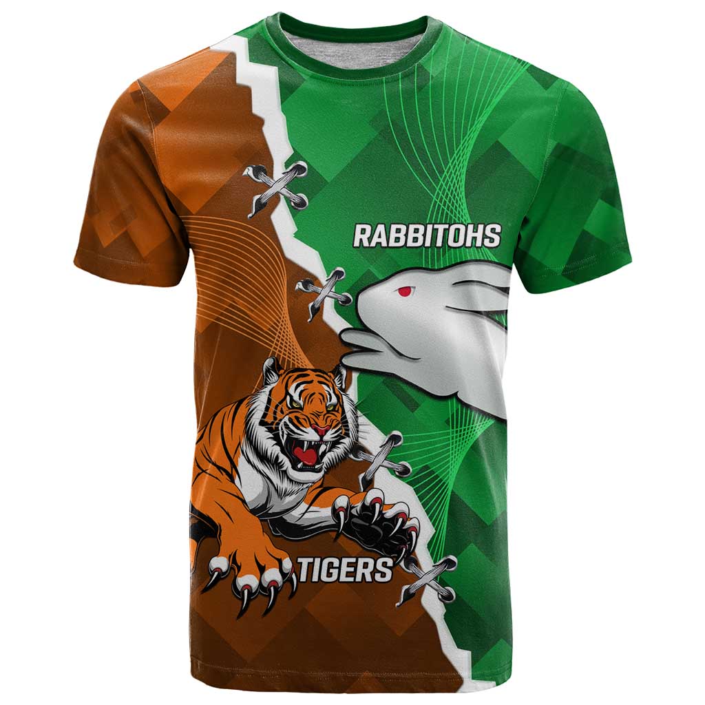 Custom Rabbitohs And Tigers T Shirt Together Dynamic Style