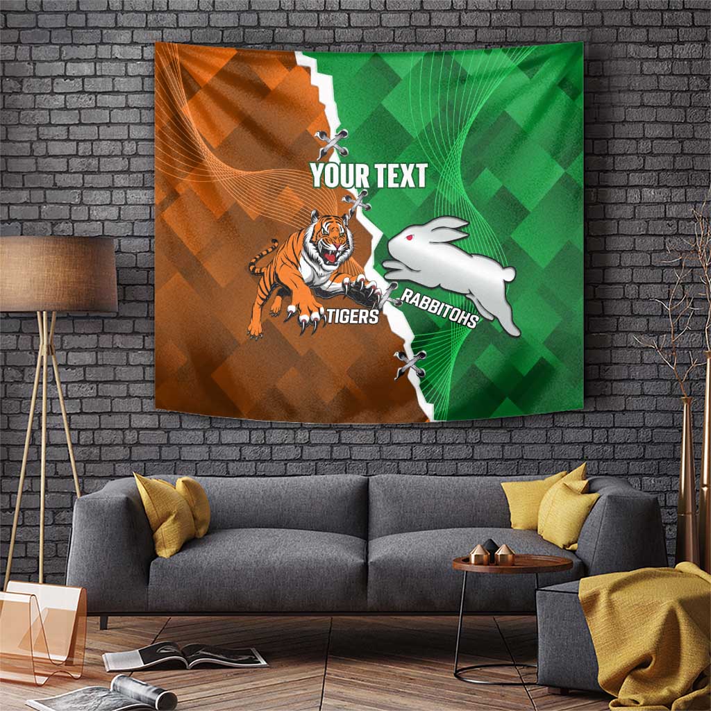Custom Rabbitohs And Tigers Tapestry Together Dynamic Style