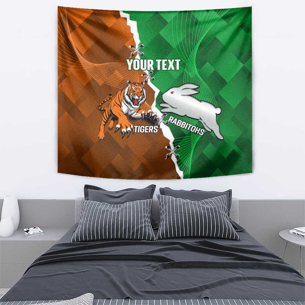 Custom Rabbitohs And Tigers Tapestry Together Dynamic Style