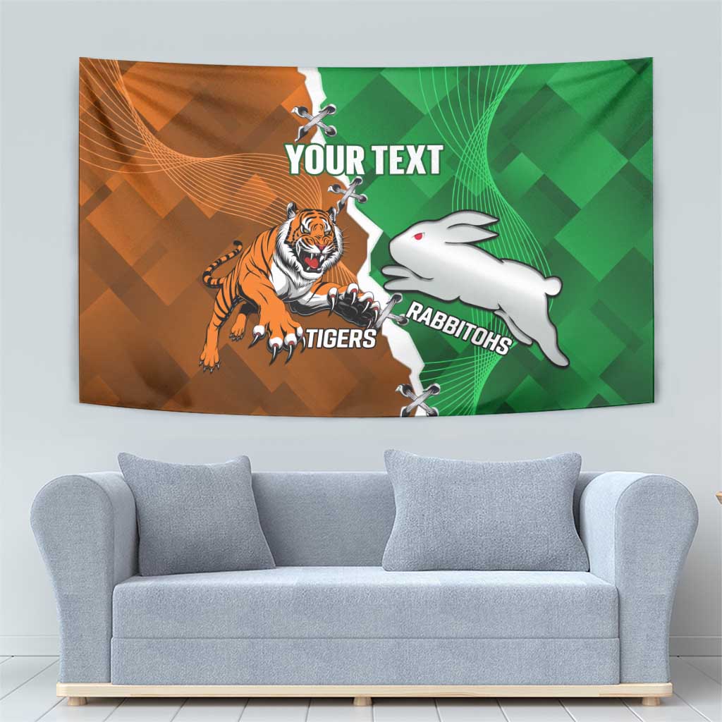 Custom Rabbitohs And Tigers Tapestry Together Dynamic Style