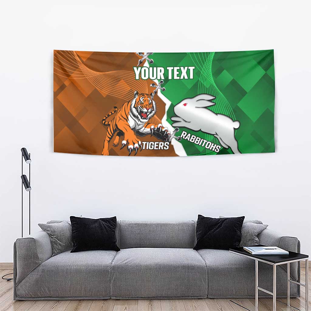 Custom Rabbitohs And Tigers Tapestry Together Dynamic Style