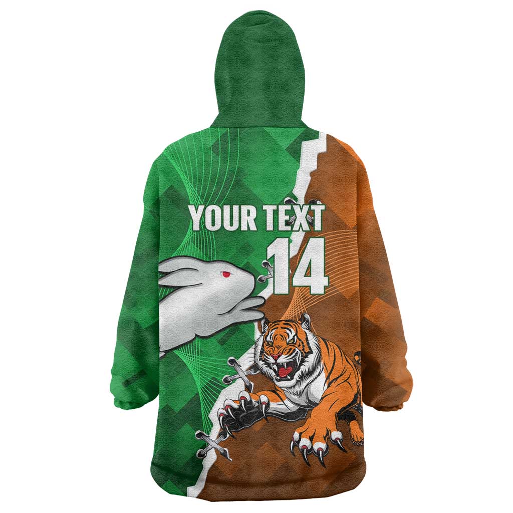 Custom Rabbitohs And Tigers Wearable Blanket Hoodie Together Dynamic Style