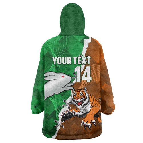 Custom Rabbitohs And Tigers Wearable Blanket Hoodie Together Dynamic Style
