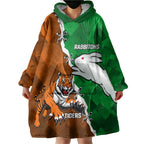 Custom Rabbitohs And Tigers Wearable Blanket Hoodie Together Dynamic Style