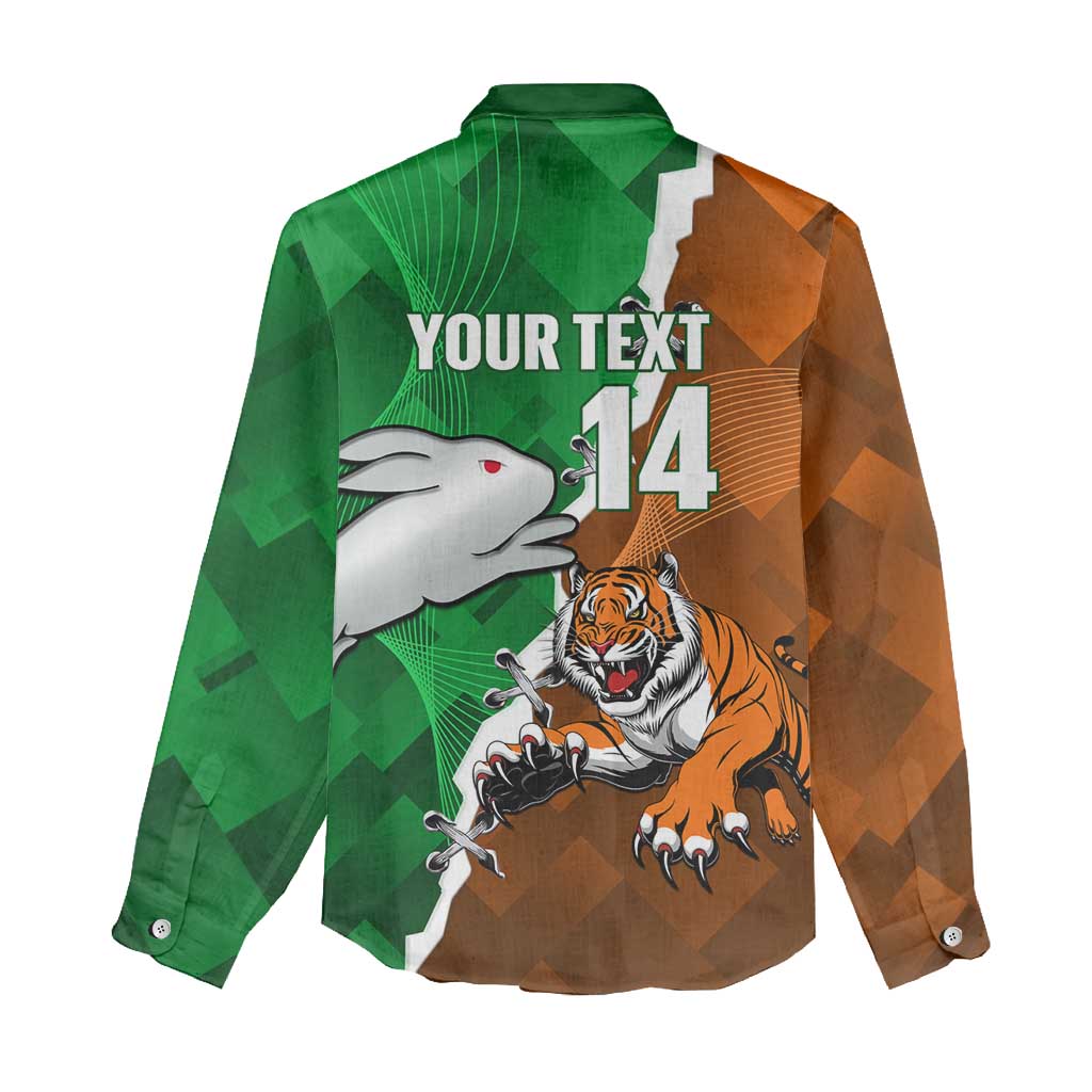 Custom Rabbitohs And Tigers Women Casual Shirt Together Dynamic Style