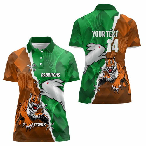 Custom Rabbitohs And Tigers Women Polo Shirt Together Dynamic Style