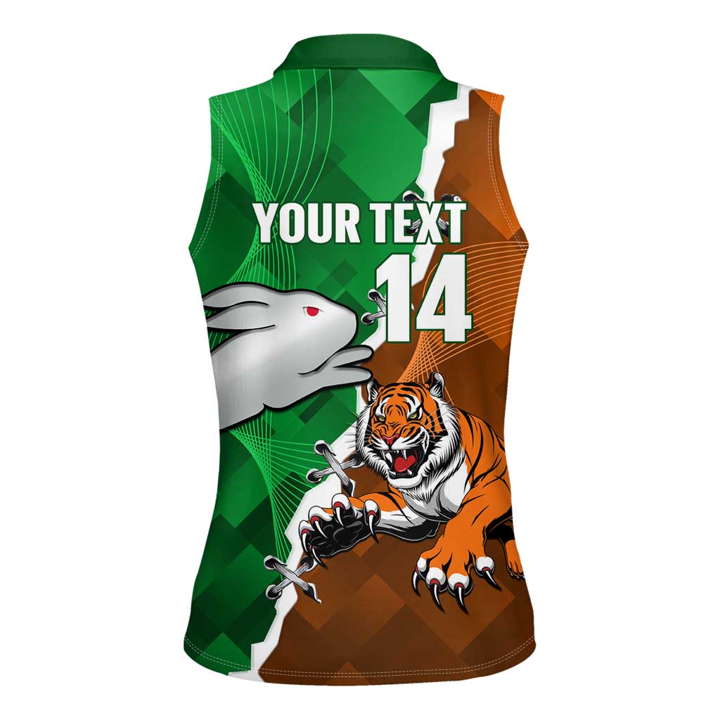 Custom Rabbitohs And Tigers Women Sleeveless Polo Shirt Together Dynamic Style