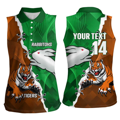 Custom Rabbitohs And Tigers Women Sleeveless Polo Shirt Together Dynamic Style