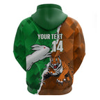 Custom Rabbitohs And Tigers Zip Hoodie Together Dynamic Style