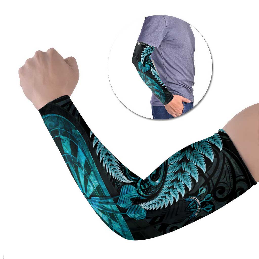 Personalised New Zealand Darts Arm Sleeves Happiness Is A Tight Threesome Maori Paua Shell - Aussie Hoodie