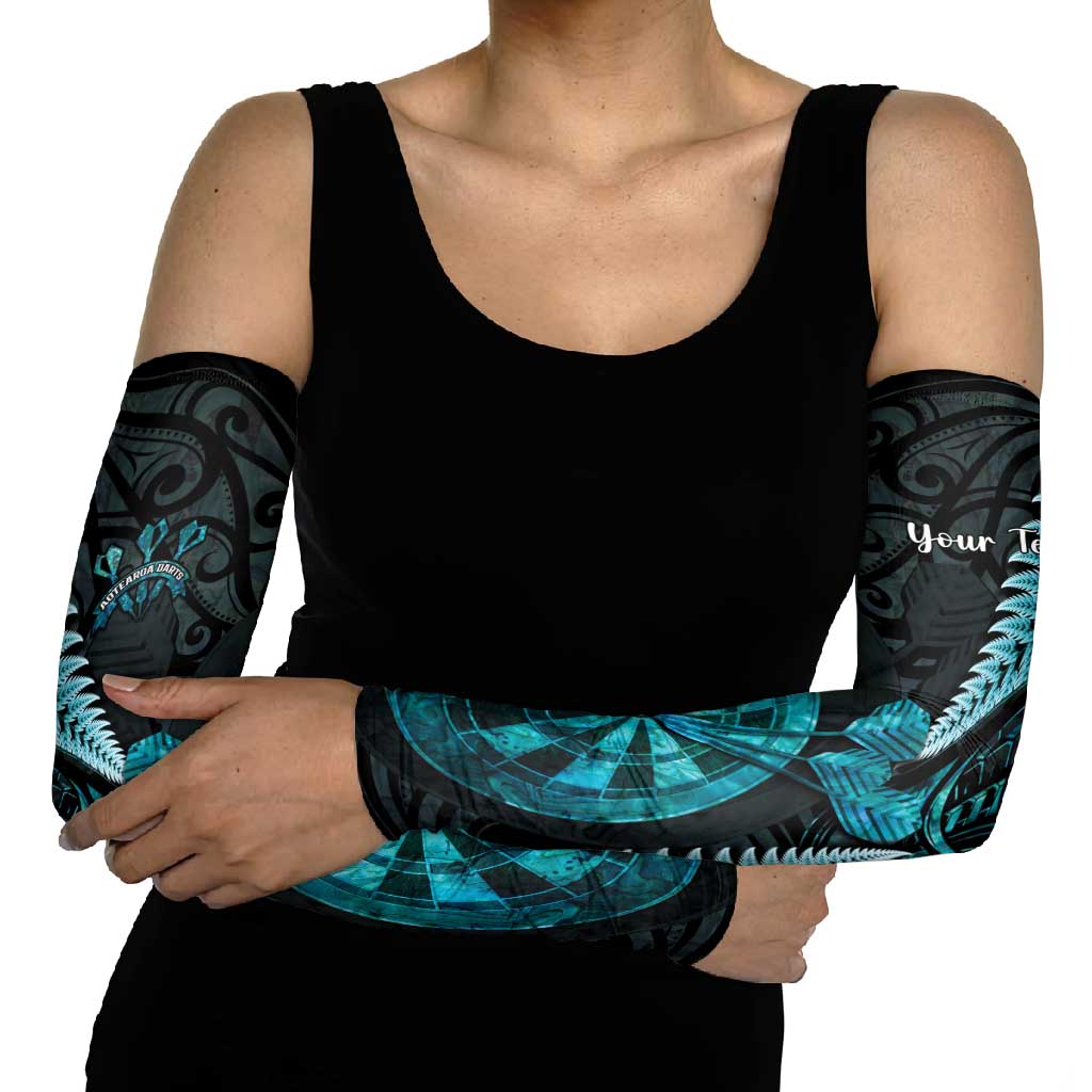 Personalised New Zealand Darts Arm Sleeves Happiness Is A Tight Threesome Maori Paua Shell - Aussie Hoodie
