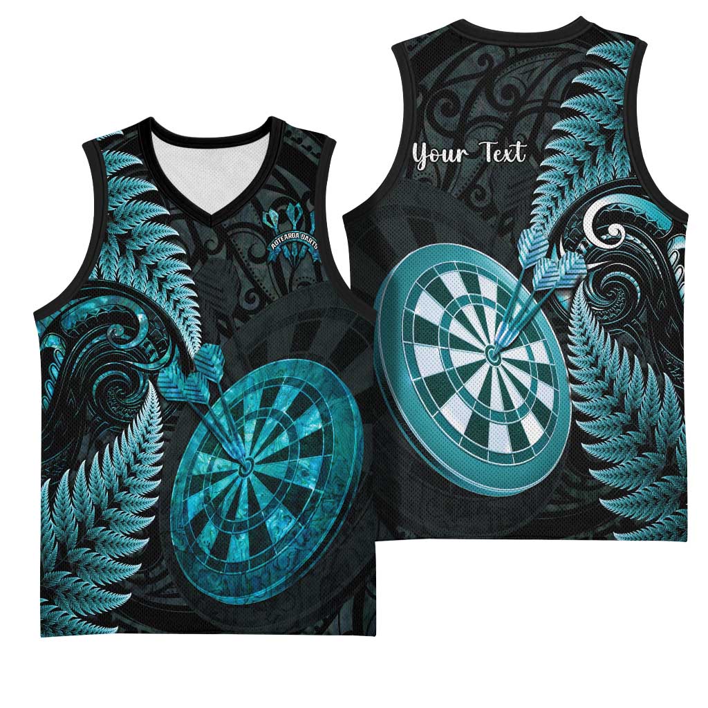 Personalised New Zealand Darts Basketball Jersey Happiness Is A Tight Threesome Maori Paua Shell - Aussie Hoodie