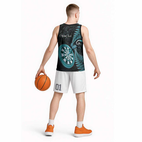 Personalised New Zealand Darts Basketball Jersey Happiness Is A Tight Threesome Maori Paua Shell - Aussie Hoodie