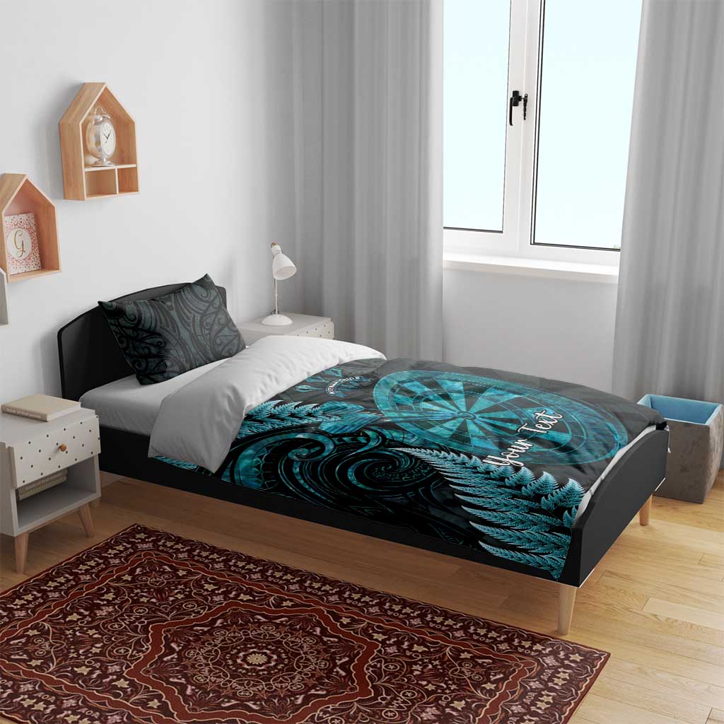 Personalised New Zealand Darts Bedding Set Happiness Is A Tight Threesome Maori Paua Shell