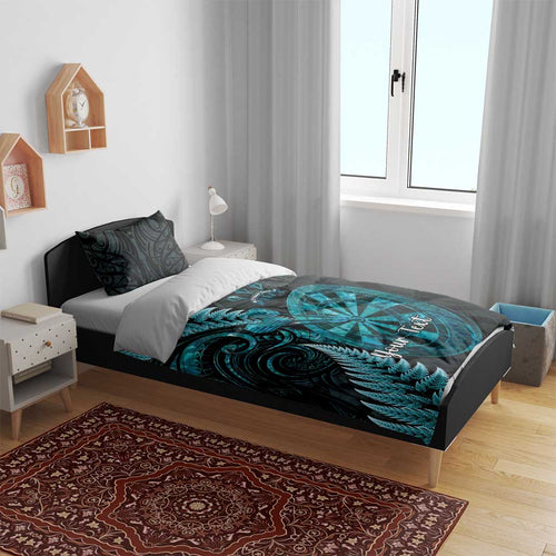 Personalised New Zealand Darts Bedding Set Happiness Is A Tight Threesome Maori Paua Shell