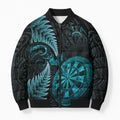 Personalised New Zealand Darts Bomber Puffer Jacket Happiness Is A Tight Threesome Maori Paua Shell - Aussie Hoodie