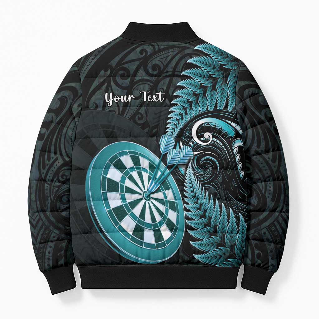 Personalised New Zealand Darts Bomber Puffer Jacket Happiness Is A Tight Threesome Maori Paua Shell - Aussie Hoodie
