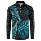 Personalised New Zealand Darts Button Sweatshirt Happiness Is A Tight Threesome Maori Paua Shell