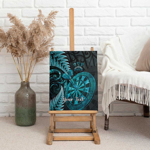 Personalised New Zealand Darts Canvas Wall Art Happiness Is A Tight Threesome Maori Paua Shell