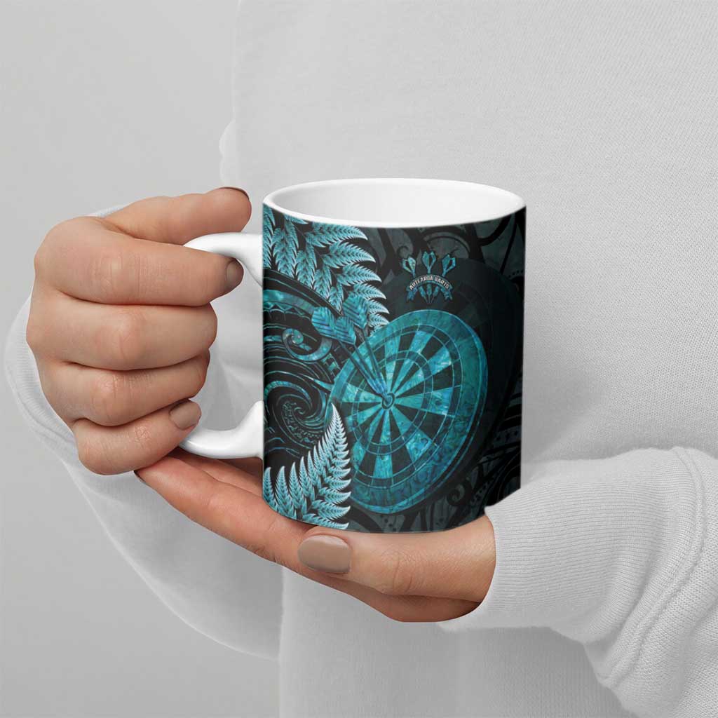 Personalised New Zealand Darts Ceramic Mug Happiness Is A Tight Threesome Maori Paua Shell - Aussie Hoodie