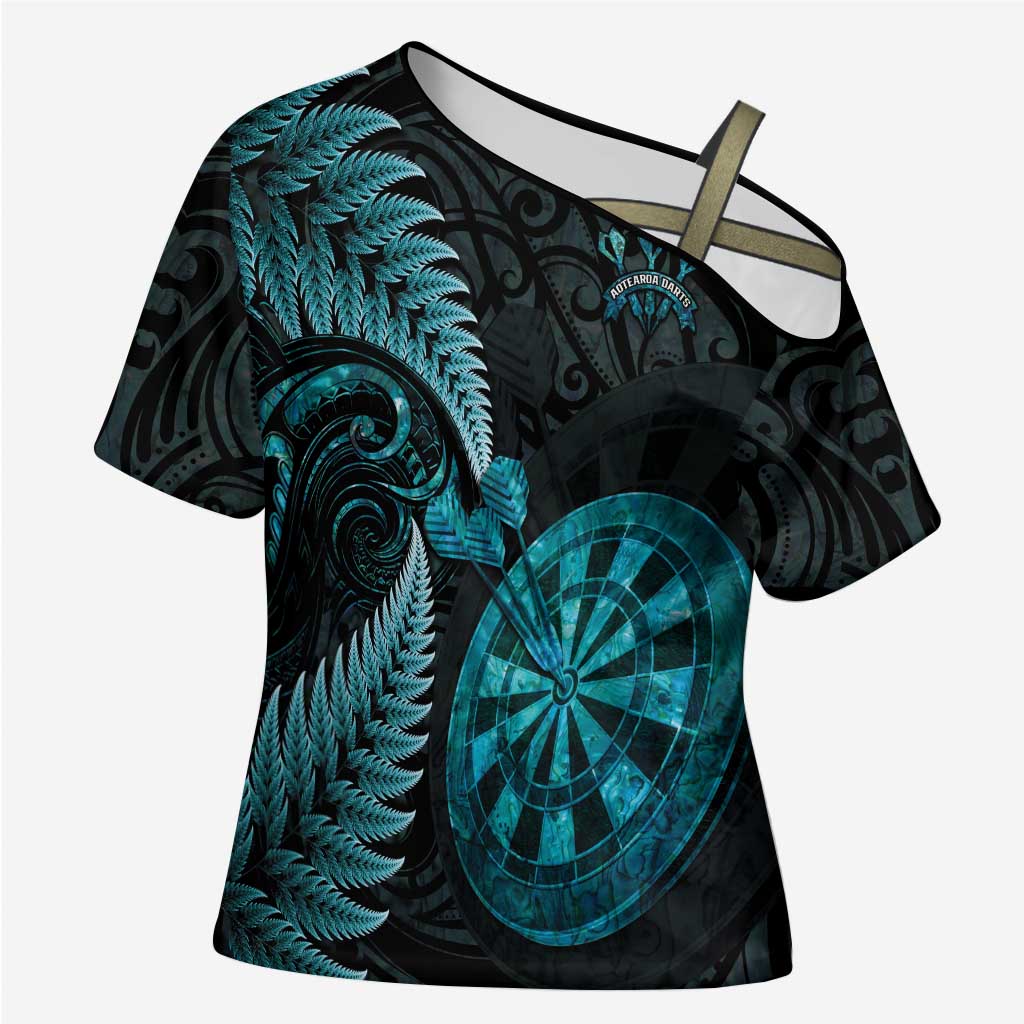 Personalised New Zealand Darts Cross Shoulder Shirt Happiness Is A Tight Threesome Maori Paua Shell - Aussie Hoodie