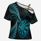 Personalised New Zealand Darts Cross Shoulder Shirt Happiness Is A Tight Threesome Maori Paua Shell - Aussie Hoodie