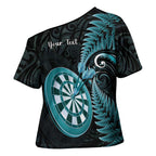 Personalised New Zealand Darts Cross Shoulder Shirt Happiness Is A Tight Threesome Maori Paua Shell - Aussie Hoodie