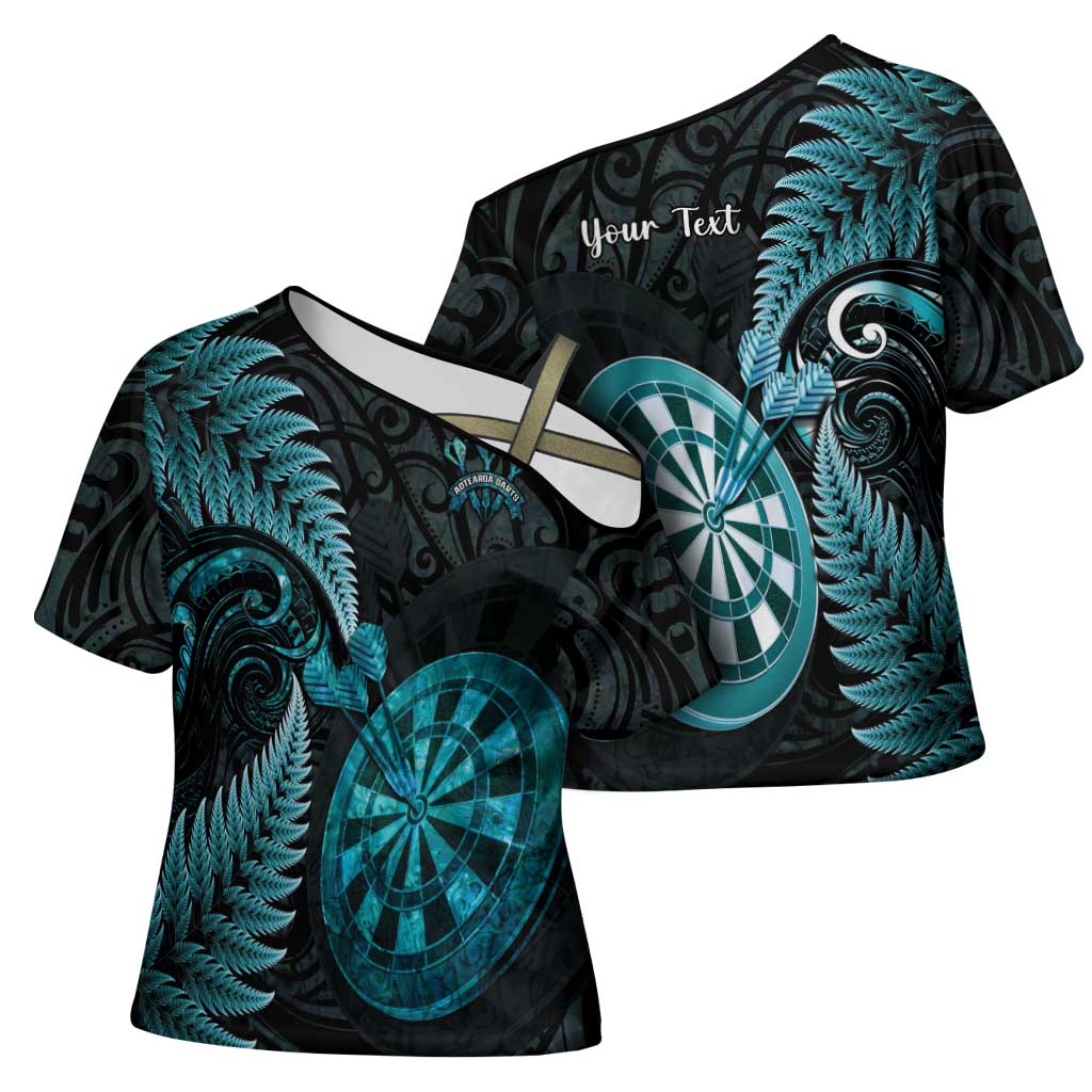 Personalised New Zealand Darts Cross Shoulder Shirt Happiness Is A Tight Threesome Maori Paua Shell - Aussie Hoodie