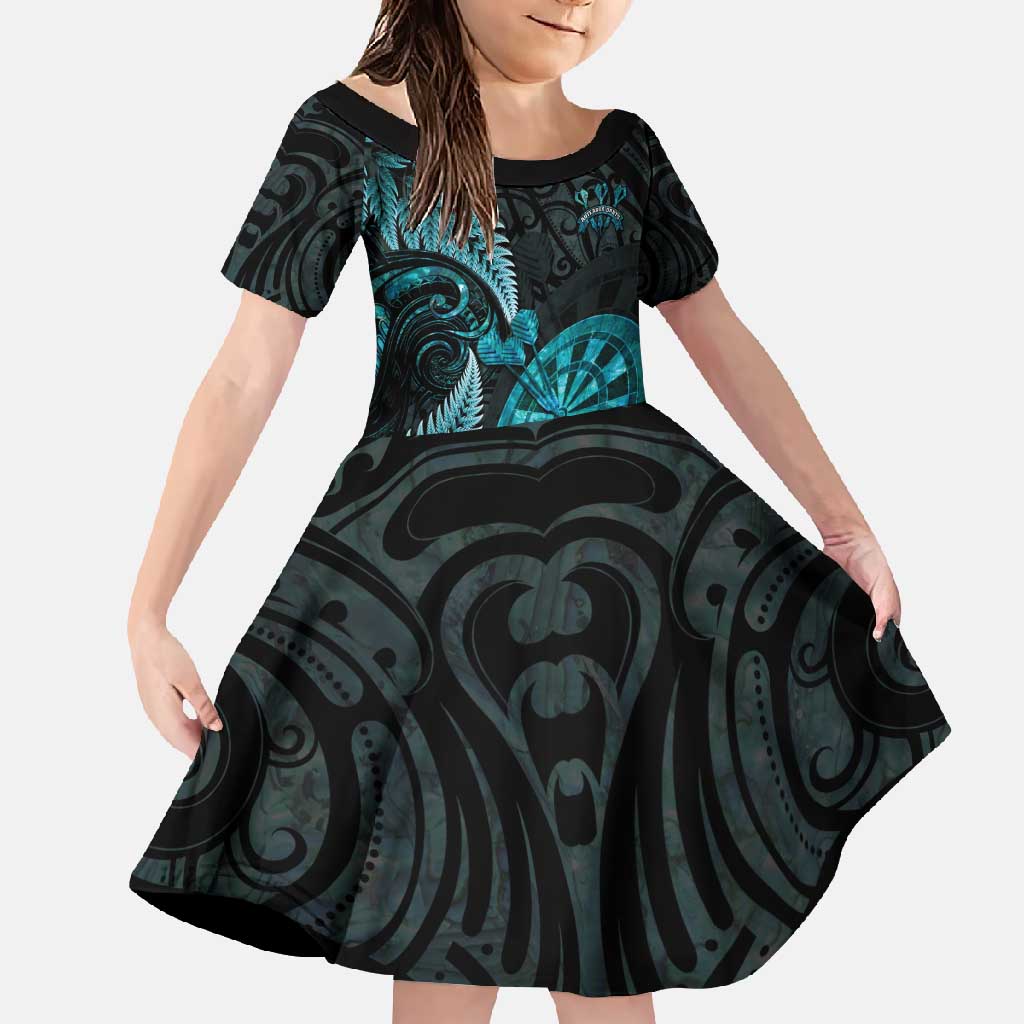 Personalised New Zealand Darts Family Matching Off Shoulder Maxi Dress and Hawaiian Shirt Happiness Is A Tight Threesome Maori Paua Shell