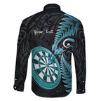 Personalised New Zealand Darts Family Matching Off Shoulder Short Dress and Hawaiian Shirt Happiness Is A Tight Threesome Maori Paua Shell
