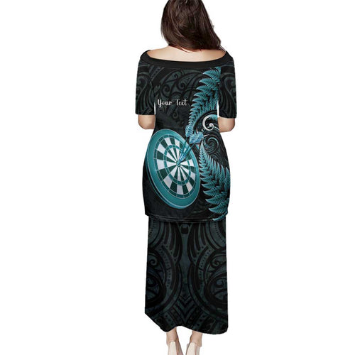 Personalised New Zealand Darts Family Matching Puletasi and Hawaiian Shirt Happiness Is A Tight Threesome Maori Paua Shell
