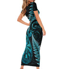 Personalised New Zealand Darts Family Matching Short Sleeve Bodycon Dress and Hawaiian Shirt Happiness Is A Tight Threesome Maori Paua Shell