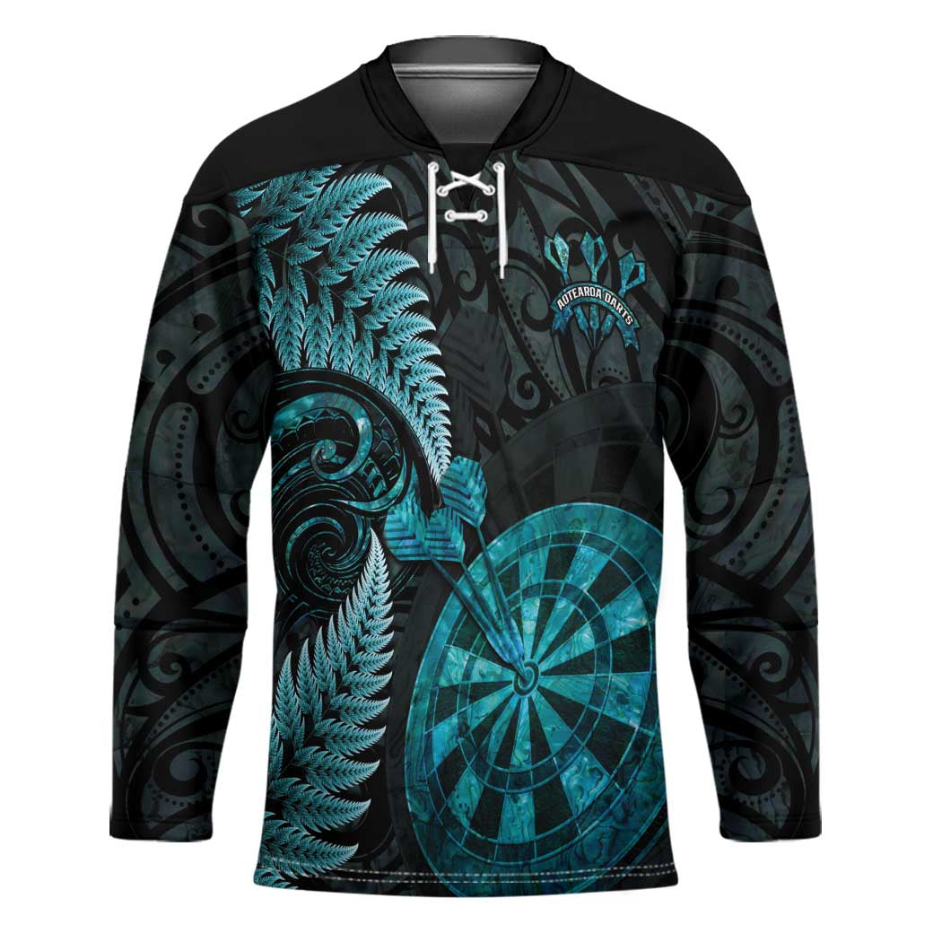 Personalised New Zealand Darts Hockey Jersey Happiness Is A Tight Threesome Maori Paua Shell - Aussie Hoodie