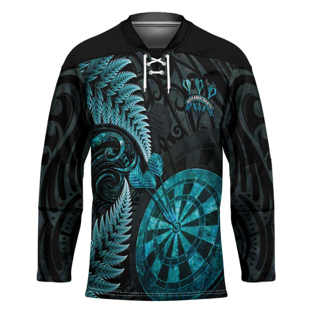 Personalised New Zealand Darts Hockey Jersey Happiness Is A Tight Threesome Maori Paua Shell - Aussie Hoodie