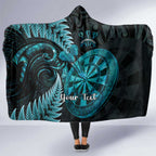Personalised New Zealand Darts Hooded Blanket Happiness Is A Tight Threesome Maori Paua Shell