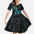 Personalised New Zealand Darts Kid Short Sleeve Dress Happiness Is A Tight Threesome Maori Paua Shell
