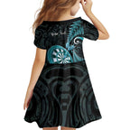Personalised New Zealand Darts Kid Short Sleeve Dress Happiness Is A Tight Threesome Maori Paua Shell