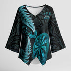 Personalised New Zealand Darts Kimono Sleeve Blouse Happiness Is A Tight Threesome Maori Paua Shell - Aussie Hoodie
