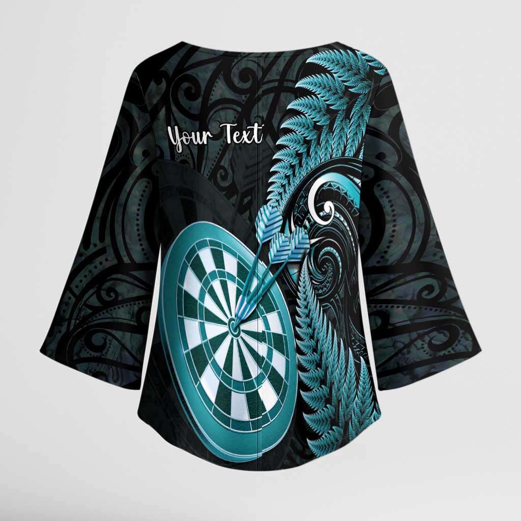 Personalised New Zealand Darts Kimono Sleeve Blouse Happiness Is A Tight Threesome Maori Paua Shell - Aussie Hoodie