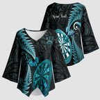 Personalised New Zealand Darts Kimono Sleeve Blouse Happiness Is A Tight Threesome Maori Paua Shell - Aussie Hoodie