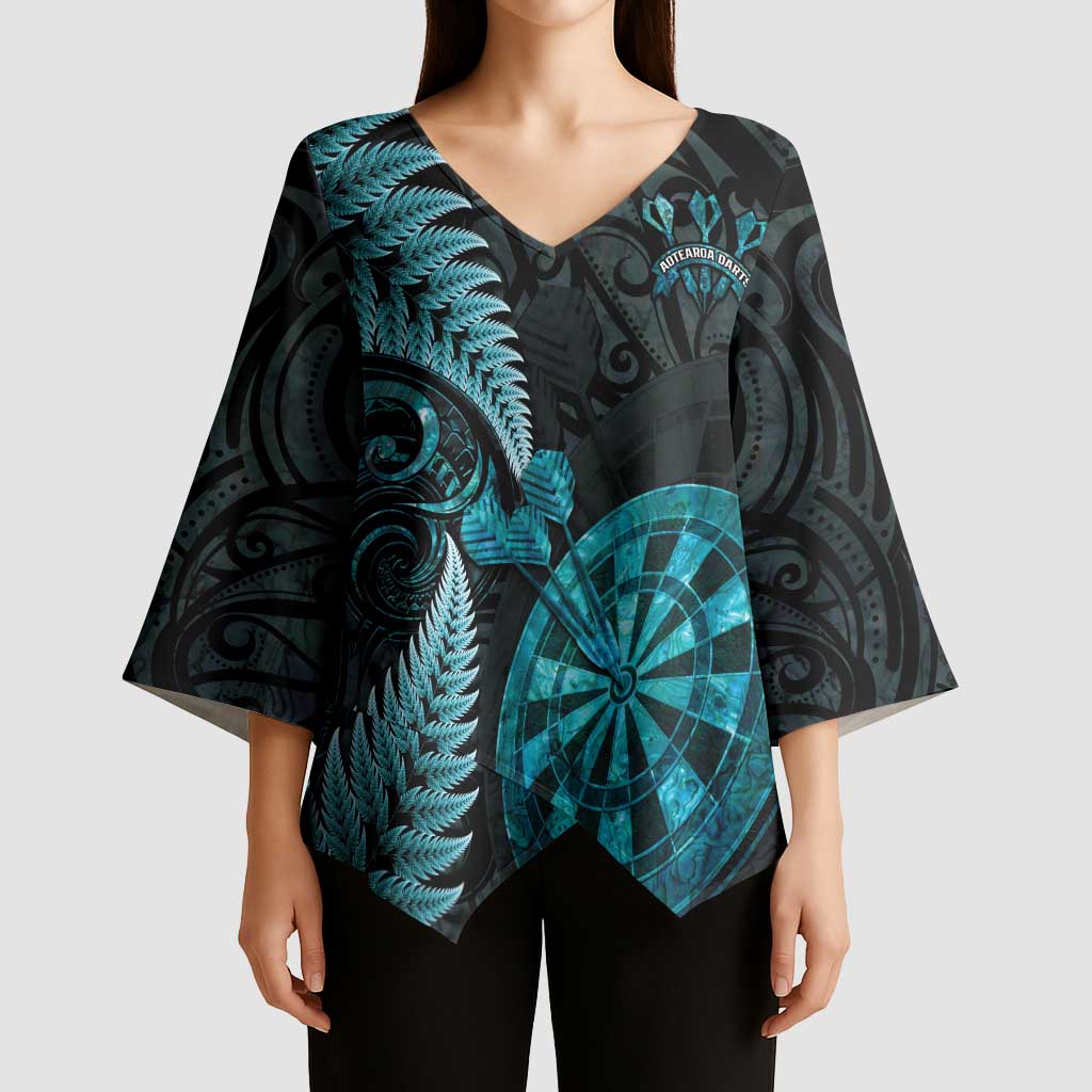 Personalised New Zealand Darts Kimono Sleeve Blouse Happiness Is A Tight Threesome Maori Paua Shell - Aussie Hoodie