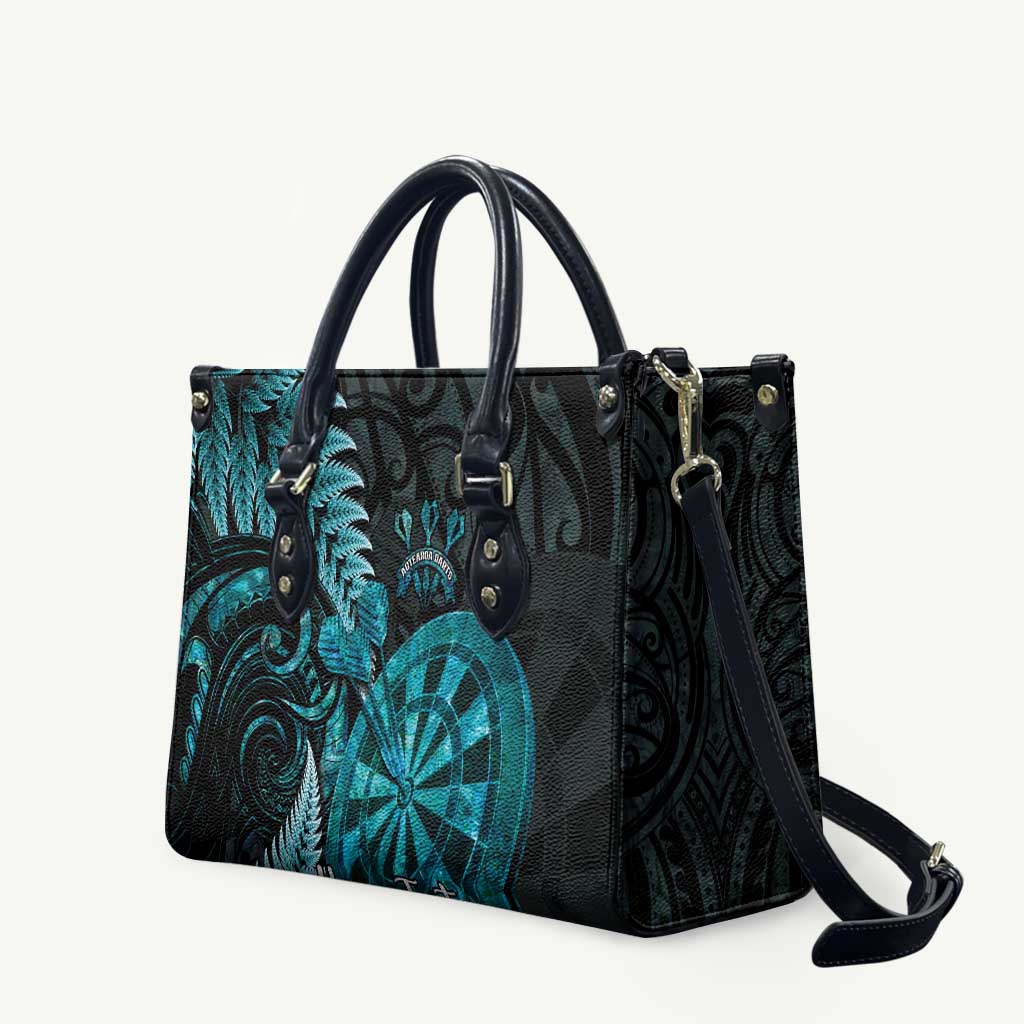 Personalised New Zealand Darts Leather Bag Happiness Is A Tight Threesome Maori Paua Shell - Aussie Hoodie