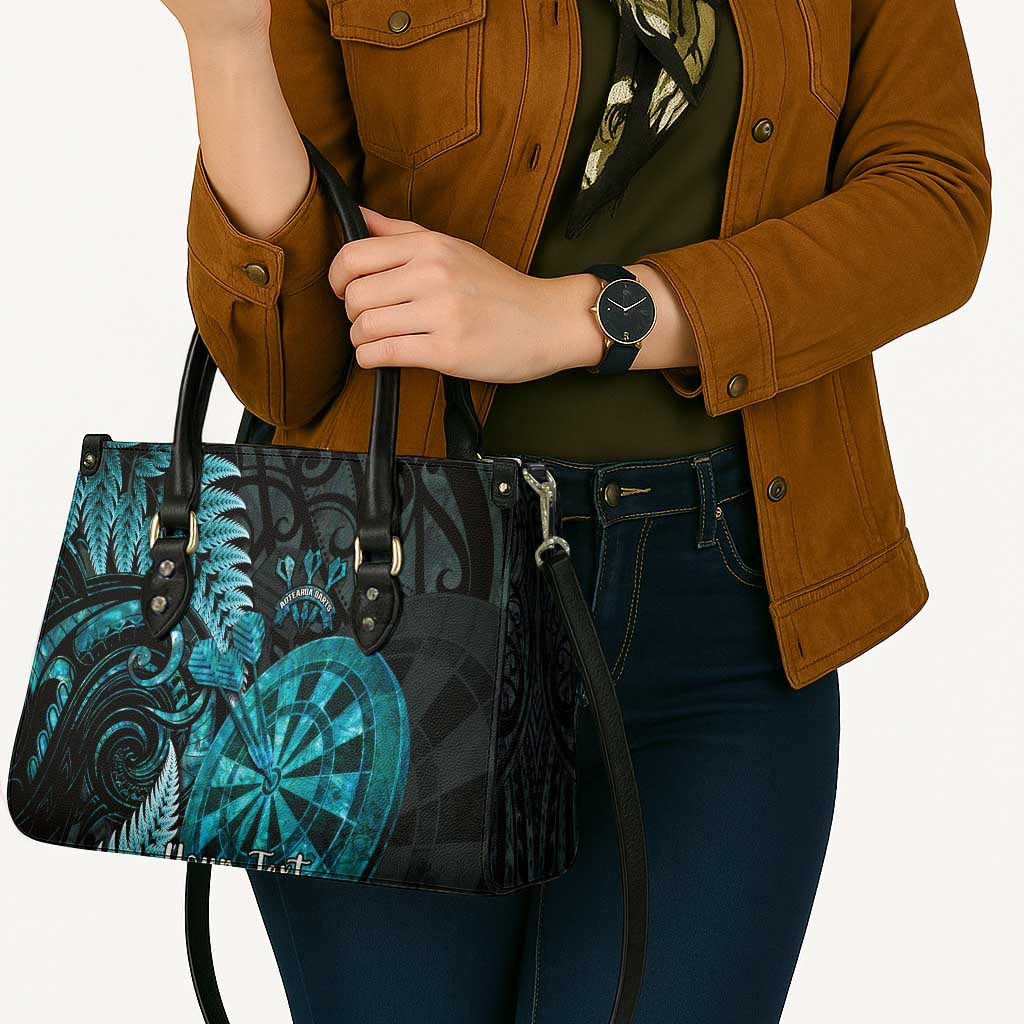 Personalised New Zealand Darts Leather Bag Happiness Is A Tight Threesome Maori Paua Shell - Aussie Hoodie