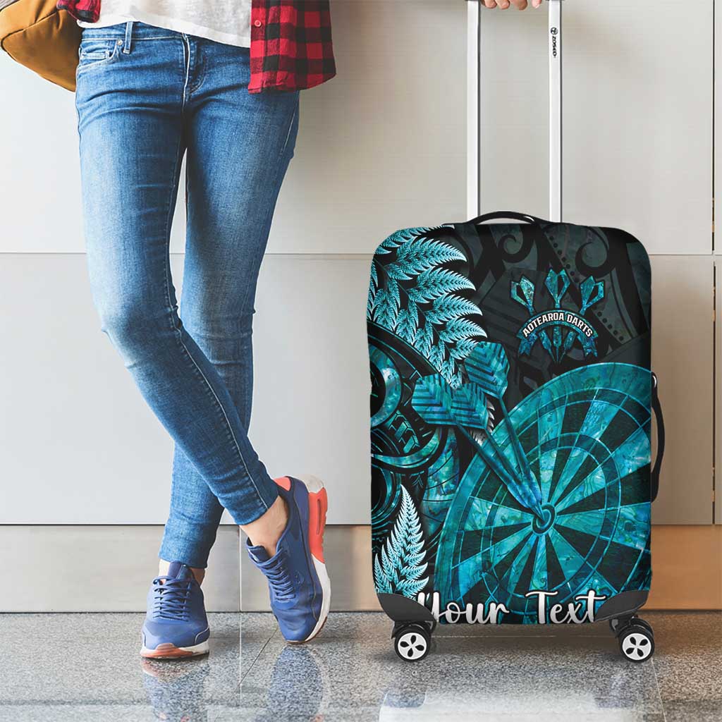 Personalised New Zealand Darts Luggage Cover Happiness Is A Tight Threesome Maori Paua Shell