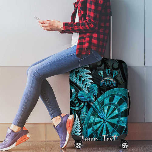 Personalised New Zealand Darts Luggage Cover Happiness Is A Tight Threesome Maori Paua Shell