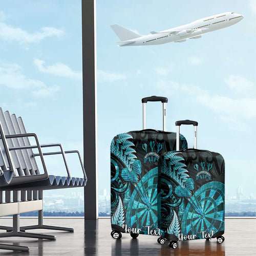 Personalised New Zealand Darts Luggage Cover Happiness Is A Tight Threesome Maori Paua Shell