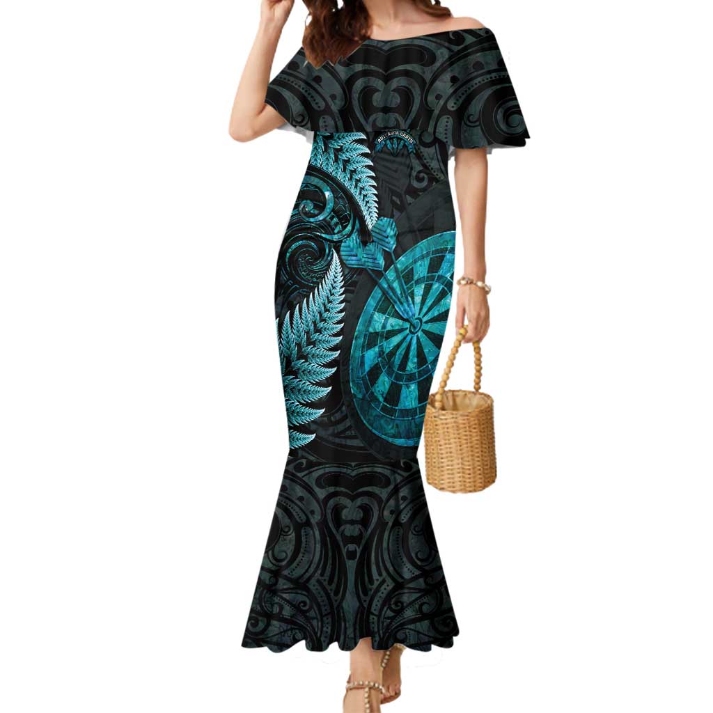 Personalised New Zealand Darts Mermaid Dress Happiness Is A Tight Threesome Maori Paua Shell