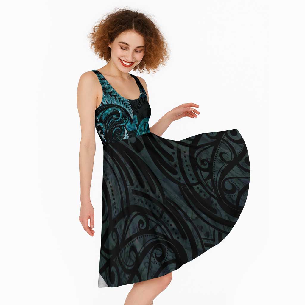Personalised New Zealand Darts Midi Dress Happiness Is A Tight Threesome Maori Paua Shell - Aussie Hoodie